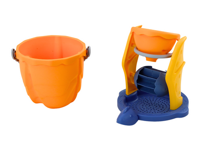 Sada na písek s dinosaury, 7 dílů – kbelík, cedník, mlýnek