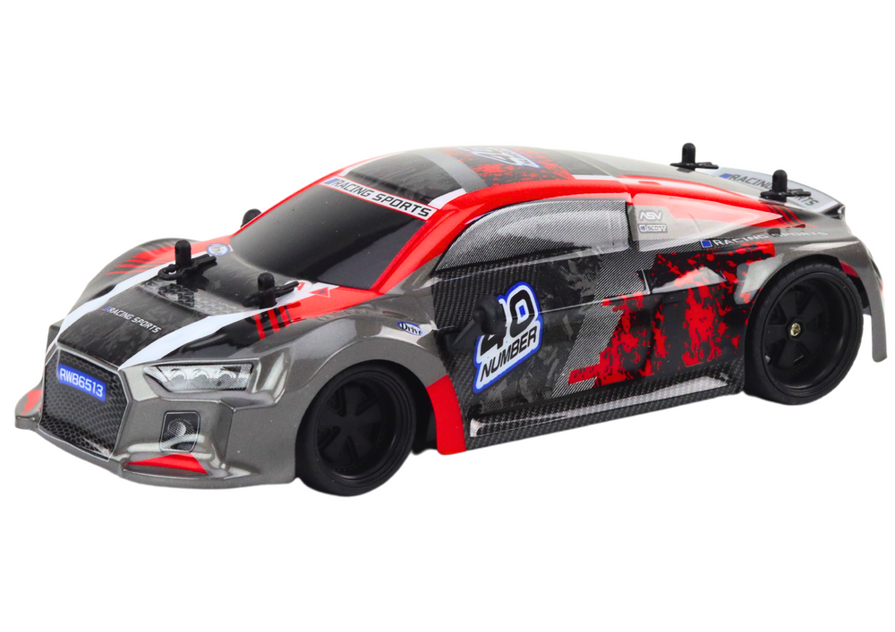 RC auto na dálkové ovládání 1:18 s gumovými koly – červené