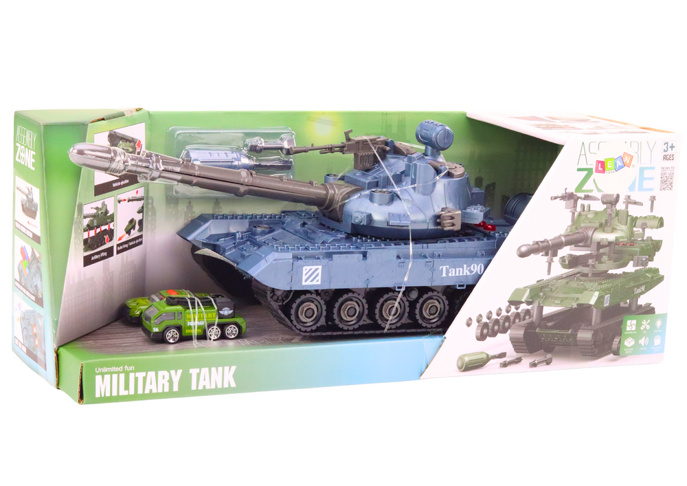 Tank vojenské vozidlo na rozebírání se zvuky a světly – modrý