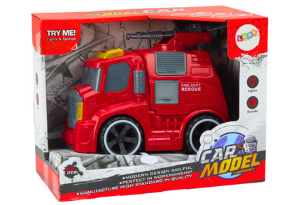 Hasičské auto s dělem, zvuky a světly – červené