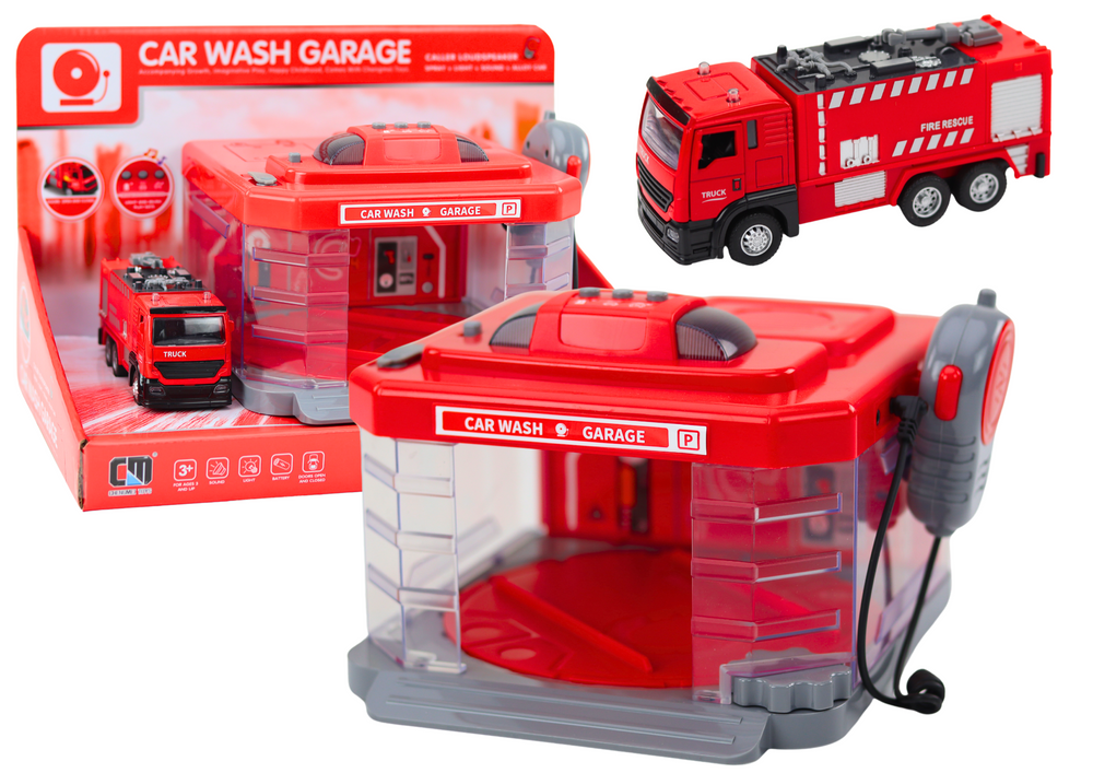 Hasičská myčka s garáží, vysílačkou, světly a zvuky