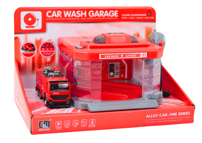 Hasičská myčka s garáží, vysílačkou, světly a zvuky