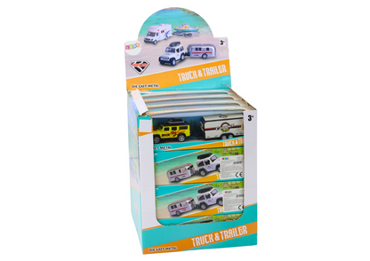 Terénní auto s přívěsem a karavanem – kovový pohon