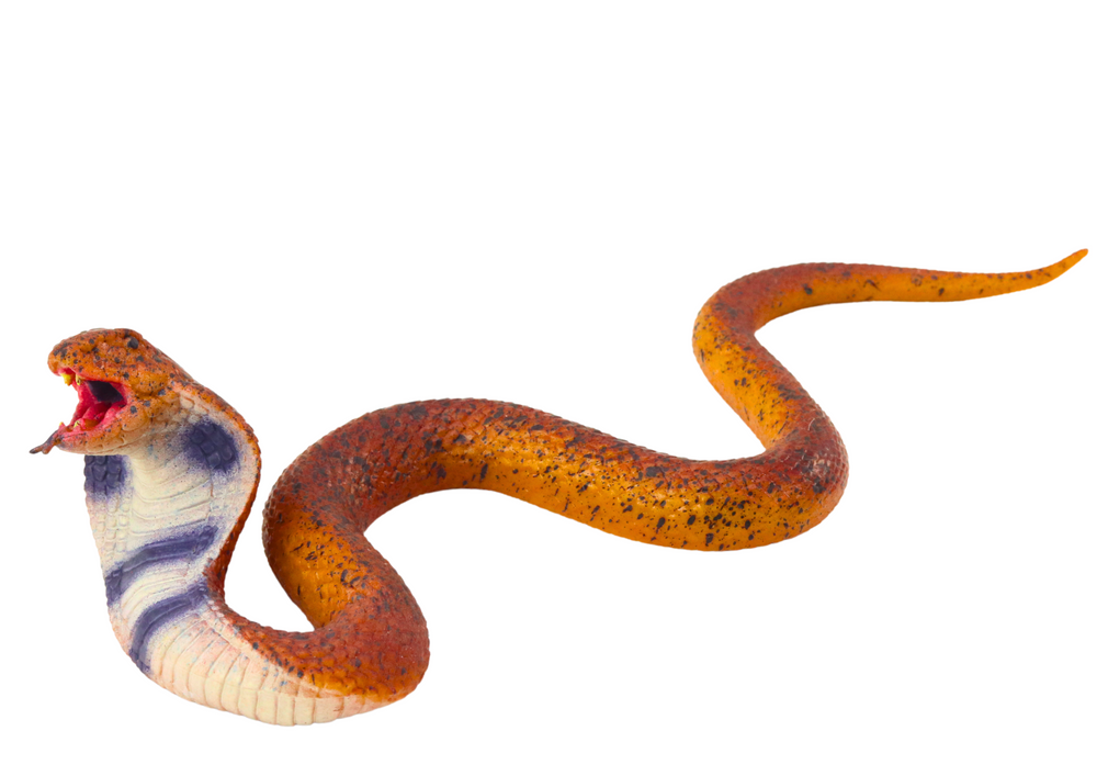 Realistická figurka hada kobry z termoplastické gumy – hnědá