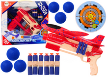 Pistole 5v1 s pěnovými míčky, šipkami, letadlem a terčem