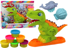 Modelovací hmota s dinosaurem a formičkami – 6 barev