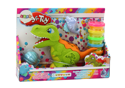 Modelovací hmota s dinosaurem a formičkami – 6 barev