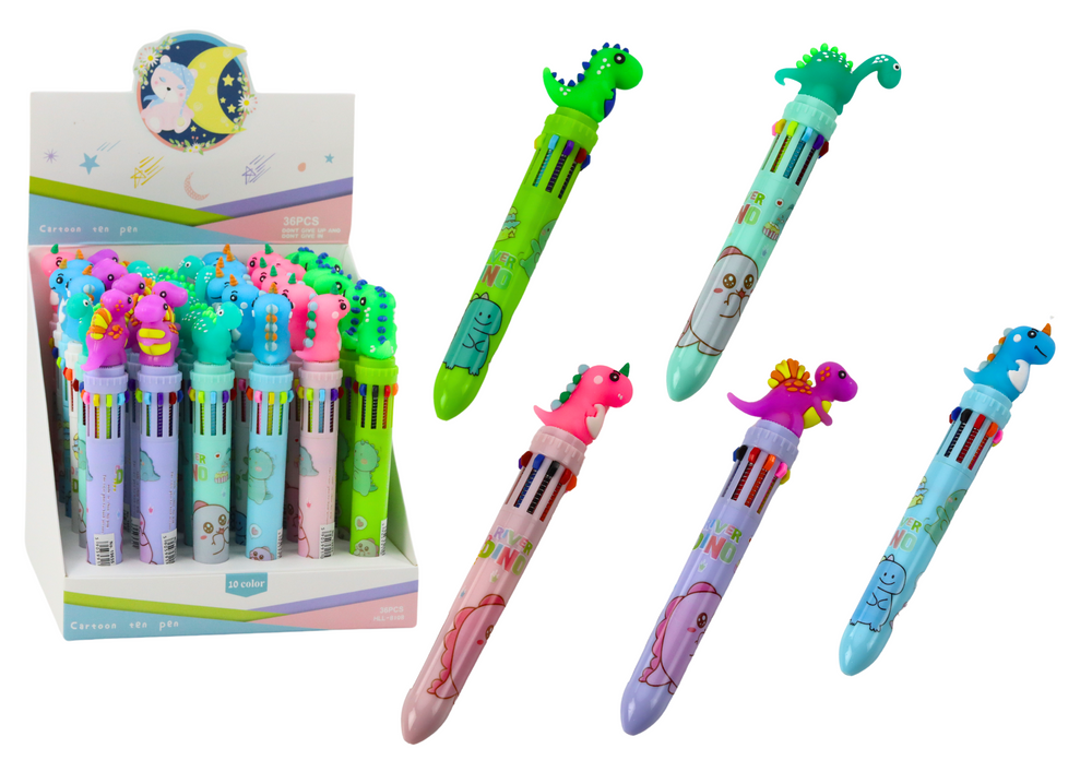 Automatické pero s dinosaurem 10 barev – Multicolor
