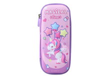 3D penál s jednorožcem skládací fialový 23×10×5 cm