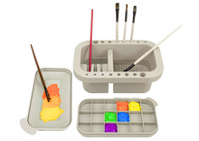 Organizér na štětce s mycí nádobou – 3 přihrádky