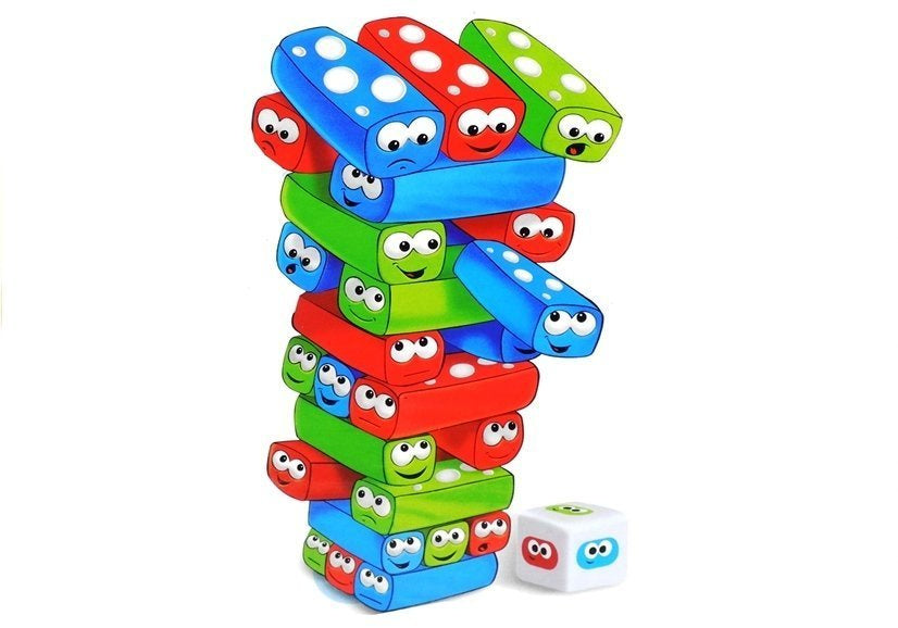 Game Tower With Worms Colorful Bricks