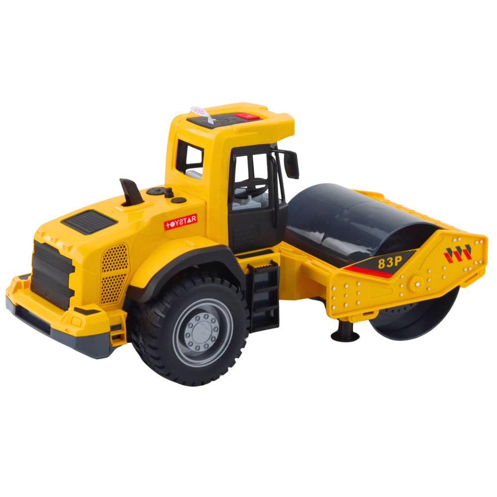 Construction Road Roller Turning Roller Lights Sounds Yellow