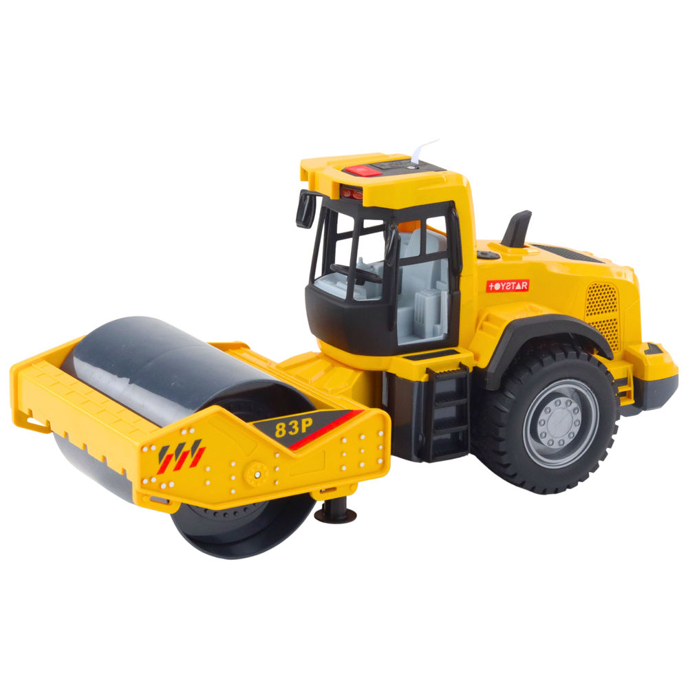 Construction Road Roller Turning Roller Lights Sounds Yellow