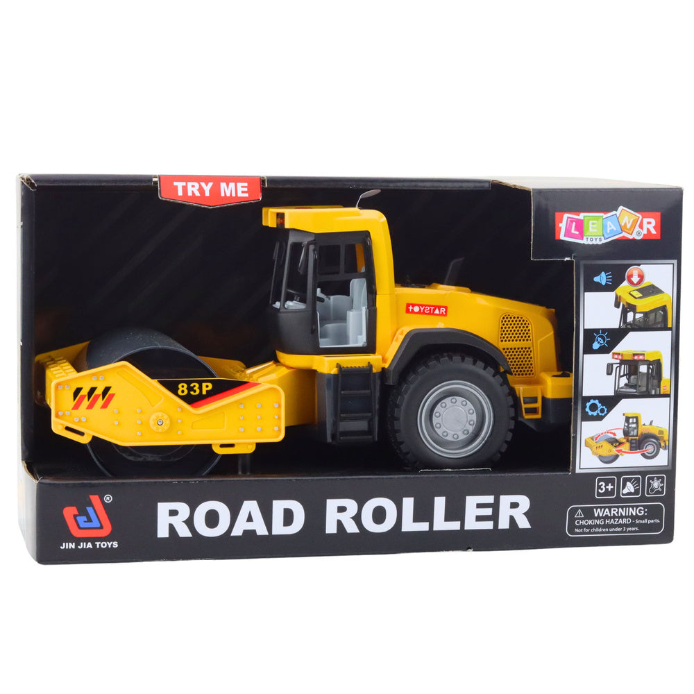 Construction Road Roller Turning Roller Lights Sounds Yellow