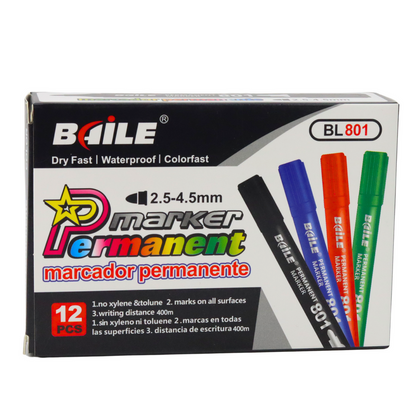 Permanent Marker Waterproof Black 2.5-4.5 mm