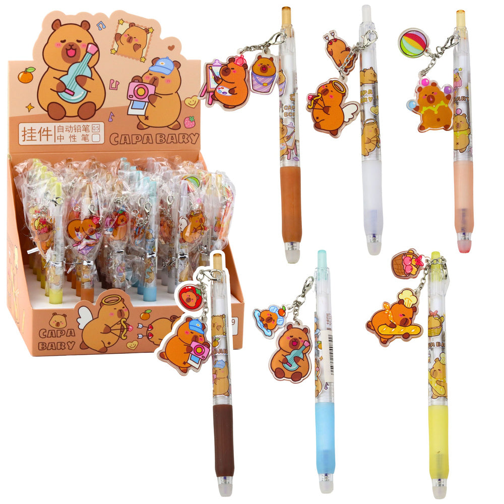 Gelové pero s přívěskem kapybary – modrý inkoust, 14,5 cm