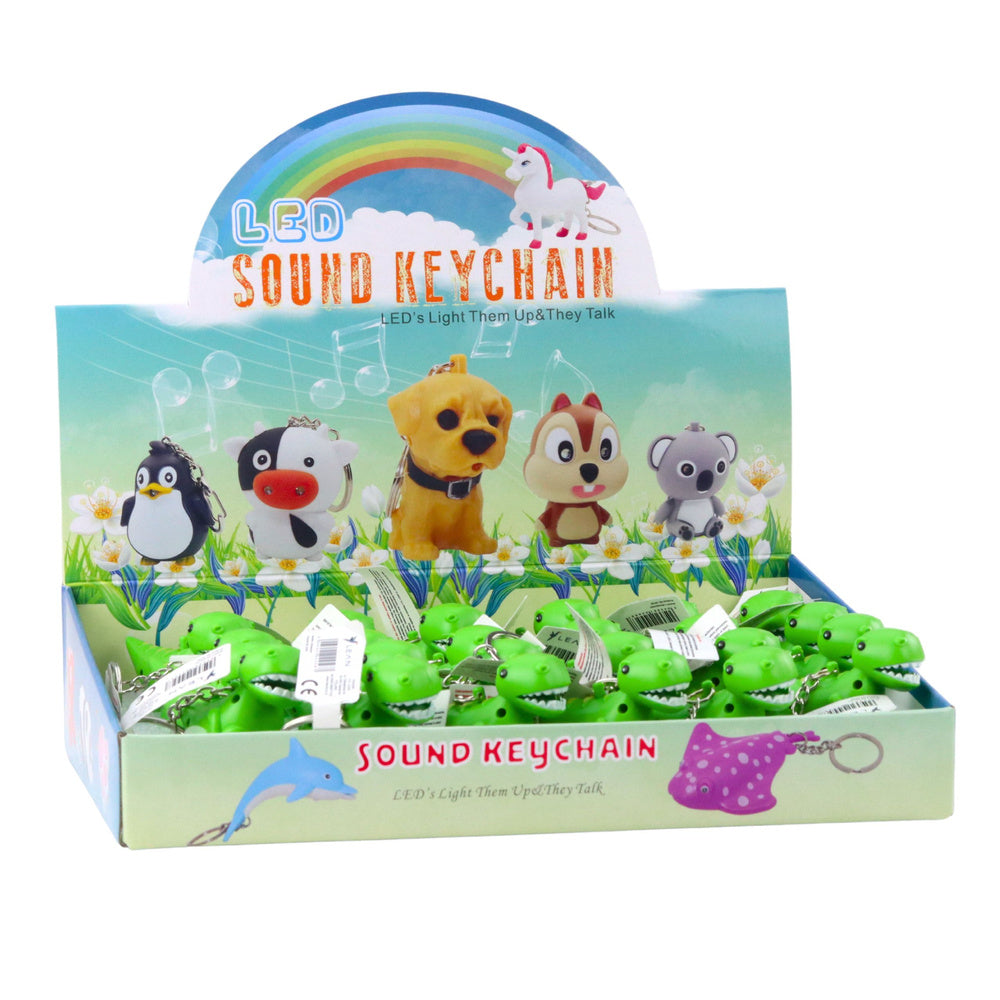 Přívěsek na klíče Dinosaurus se světlem a zvukem – zelený