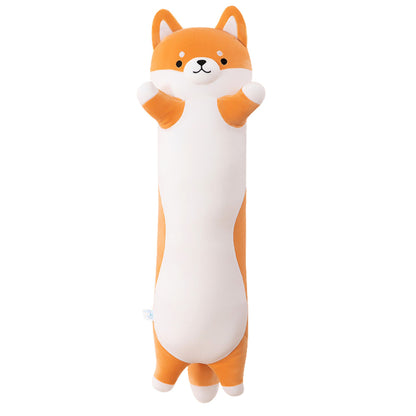 Plyšový polštář pes Shiba Inu 60 cm – válcový, červeno-bílý