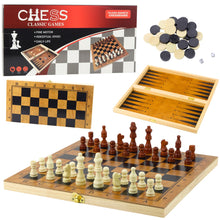 Dřevěná hra 3v1 – šachy, dáma a backgammon – Classic