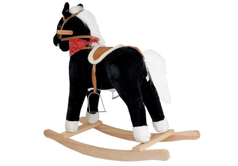 Black and white rocking horse Sounds Moves Snout Tail 74 cm