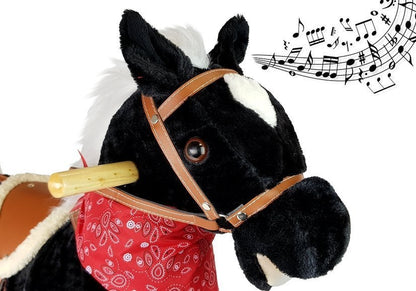 Black and white rocking horse Sounds Moves Snout Tail 74 cm