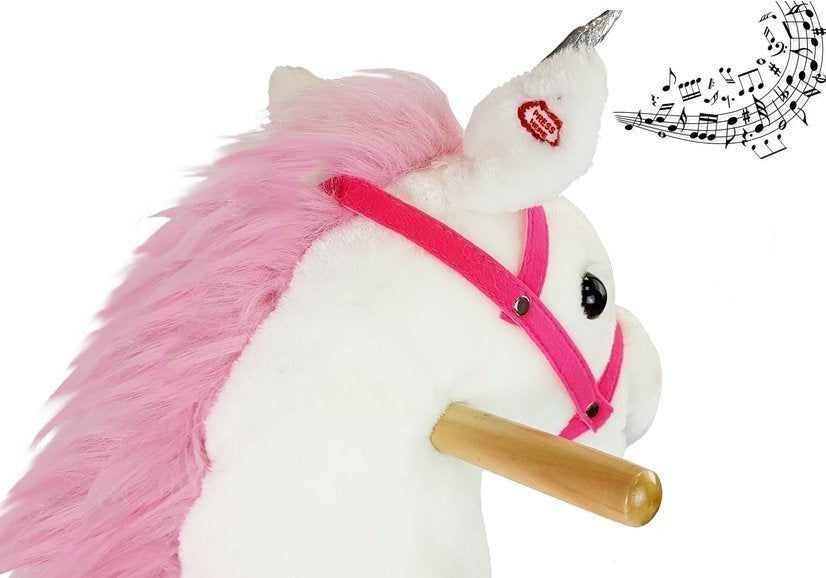 Houpací kůň jednorožec bílý se zvuky a pohybem – 74 cm