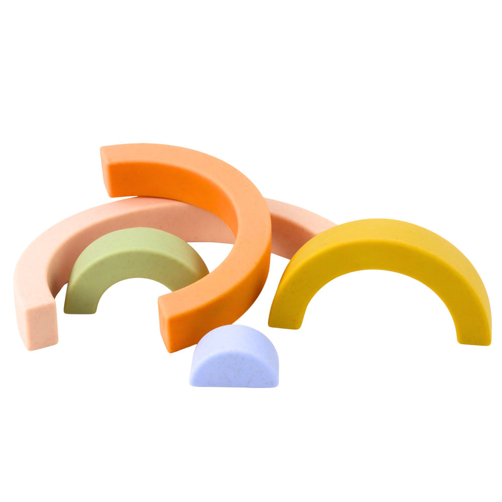 Duhové gumové kostky pro batolata – pastelové barvy, 5 ks