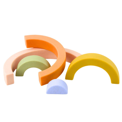 Duhové gumové kostky pro batolata – pastelové barvy, 5 ks