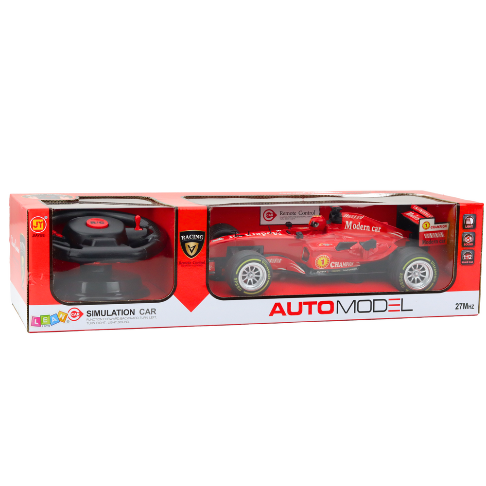 RC závodní auto s volantem, světly a zvuky 1:12 – červené