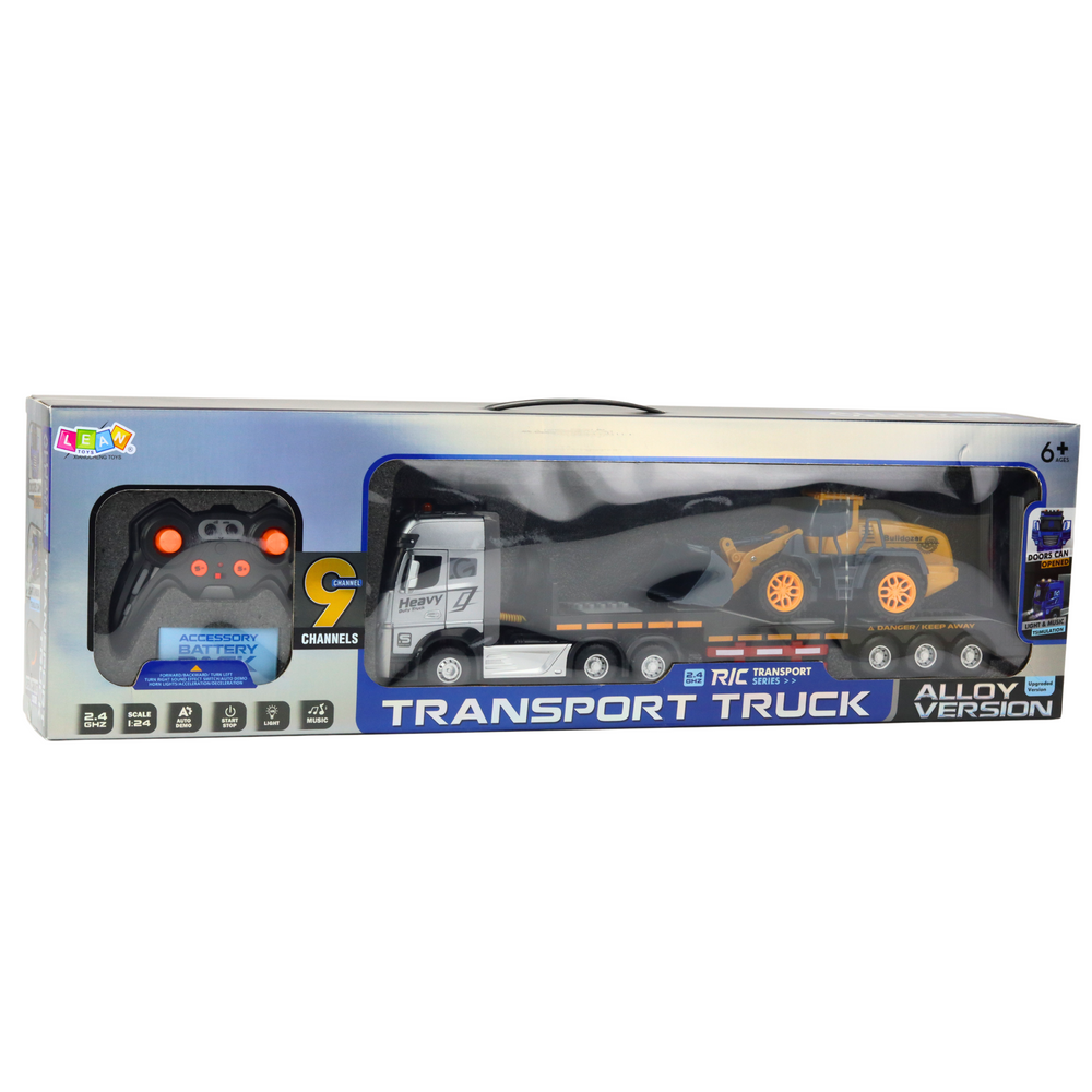 RC odtahové auto s bagrem, světly a zvuky 1:24