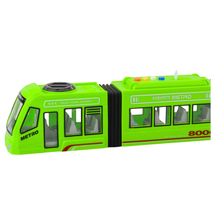Městské metro s otvíracími dveřmi, světly a zvuky – zelené 1:16