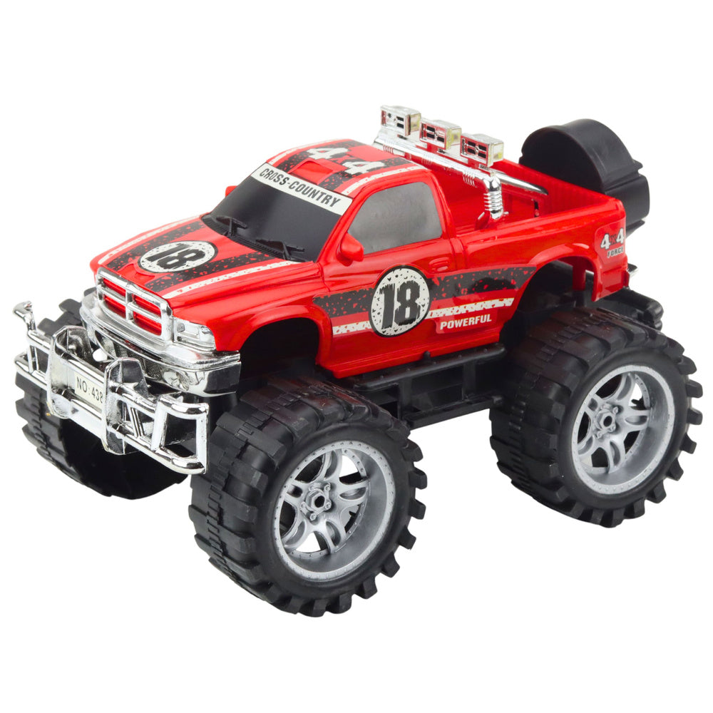 Terénní auto s pohonem zadních kol a velkými koly 27 cm – červené