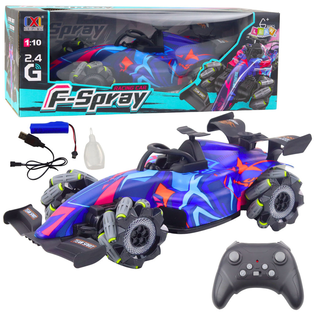 RC auto na dálkové ovládání 1:10 s efektem páry a LED světly – modré