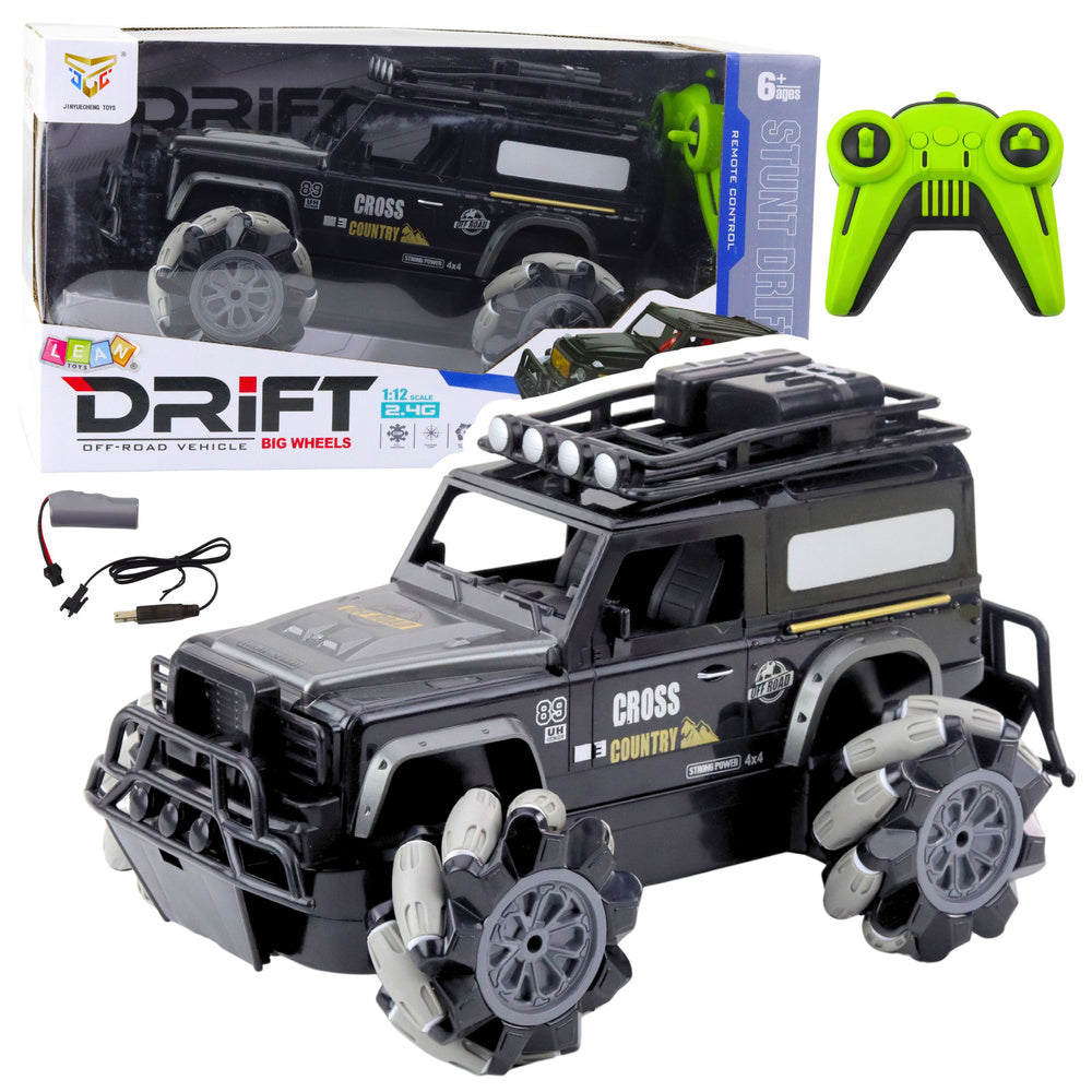 RC terénní auto s driftem a 360° rotací 1:12 – černé
