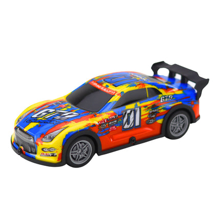 RC závodní auto se svítícím karosérií – modré a žluté