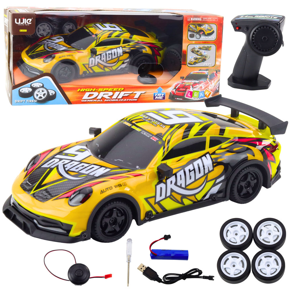 RC sportovní auto s driftováním a osvětlením – žluté