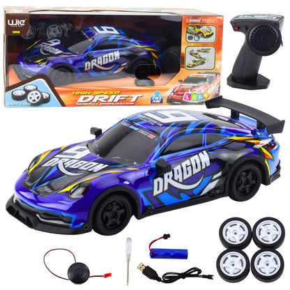 RC sportovní auto s driftováním a podsvícenou karoserií – modré