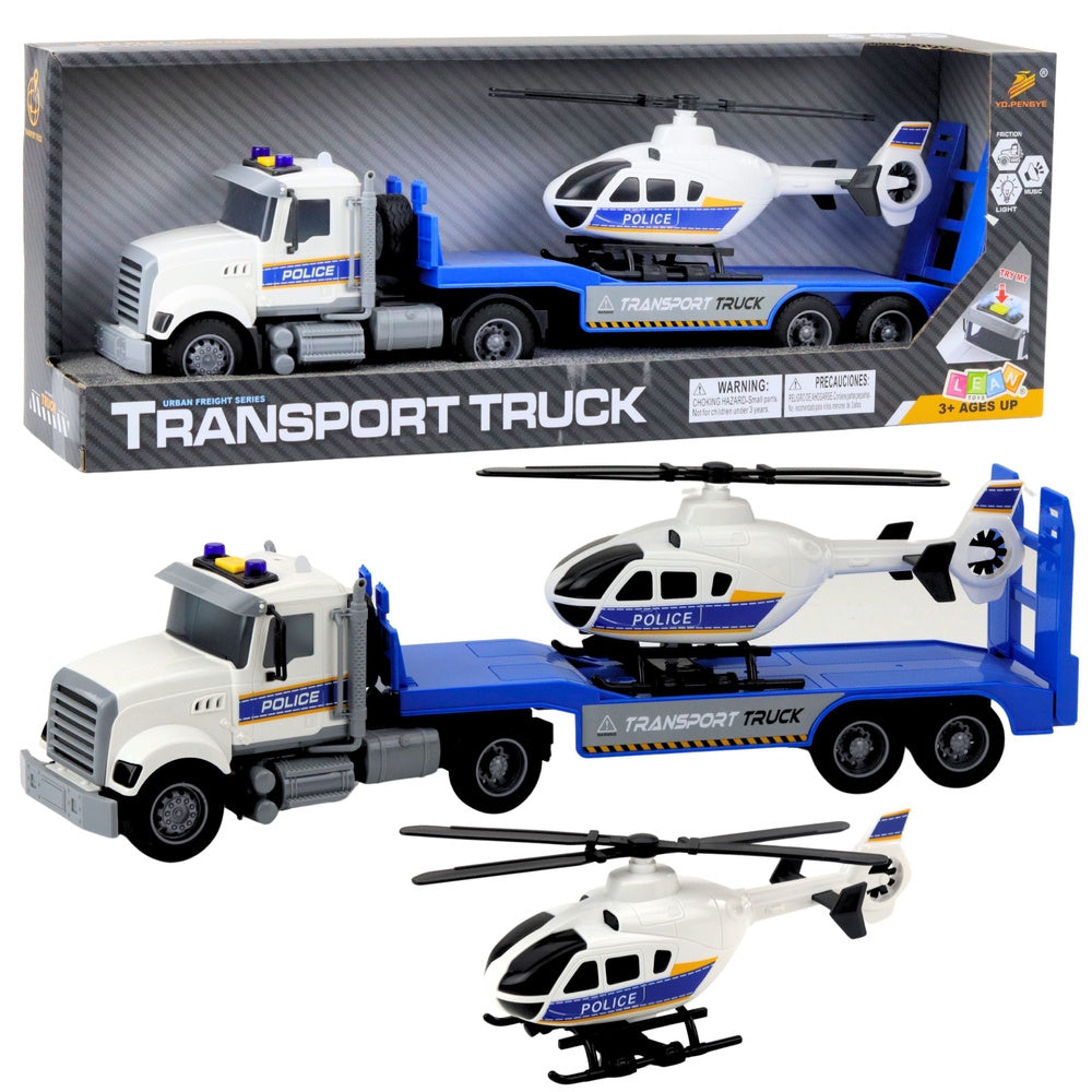 Policejní transportní kamion s helikoptérou, světly a zvuky