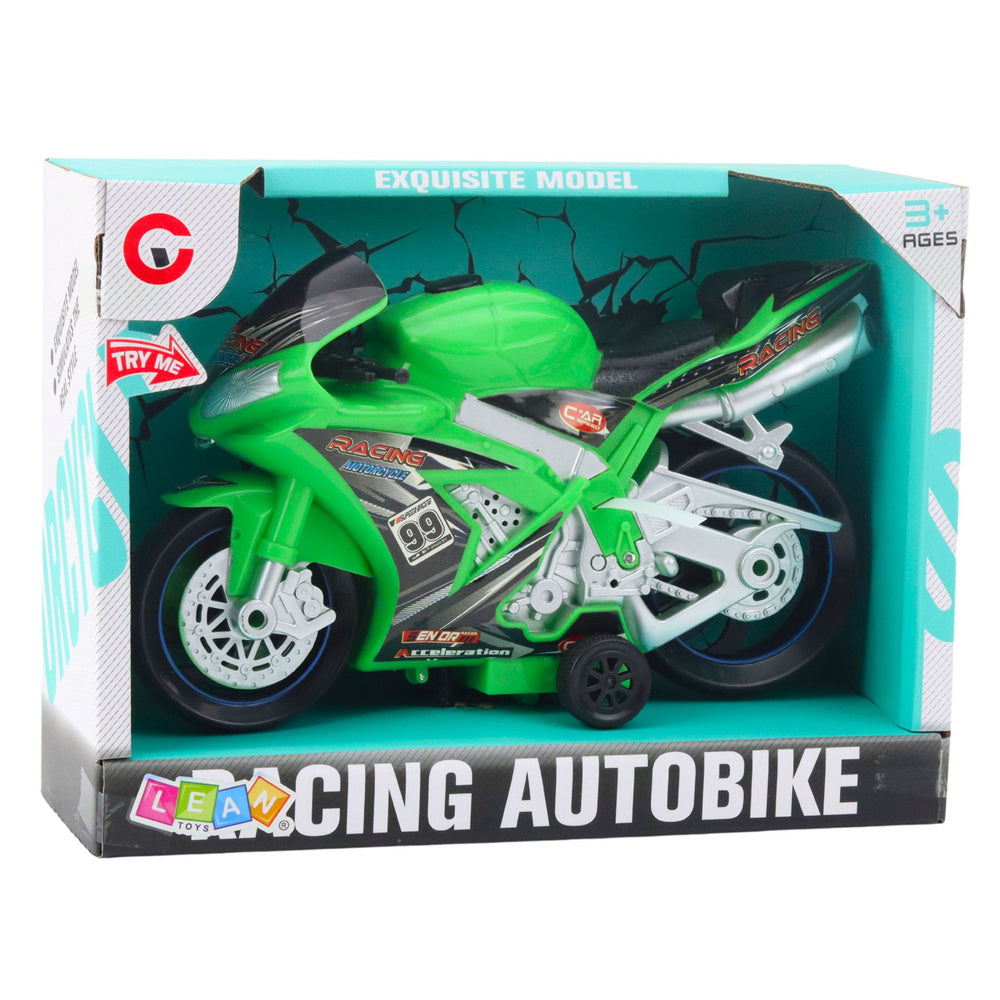 Závodní motorka se světly a zvuky – zelená
