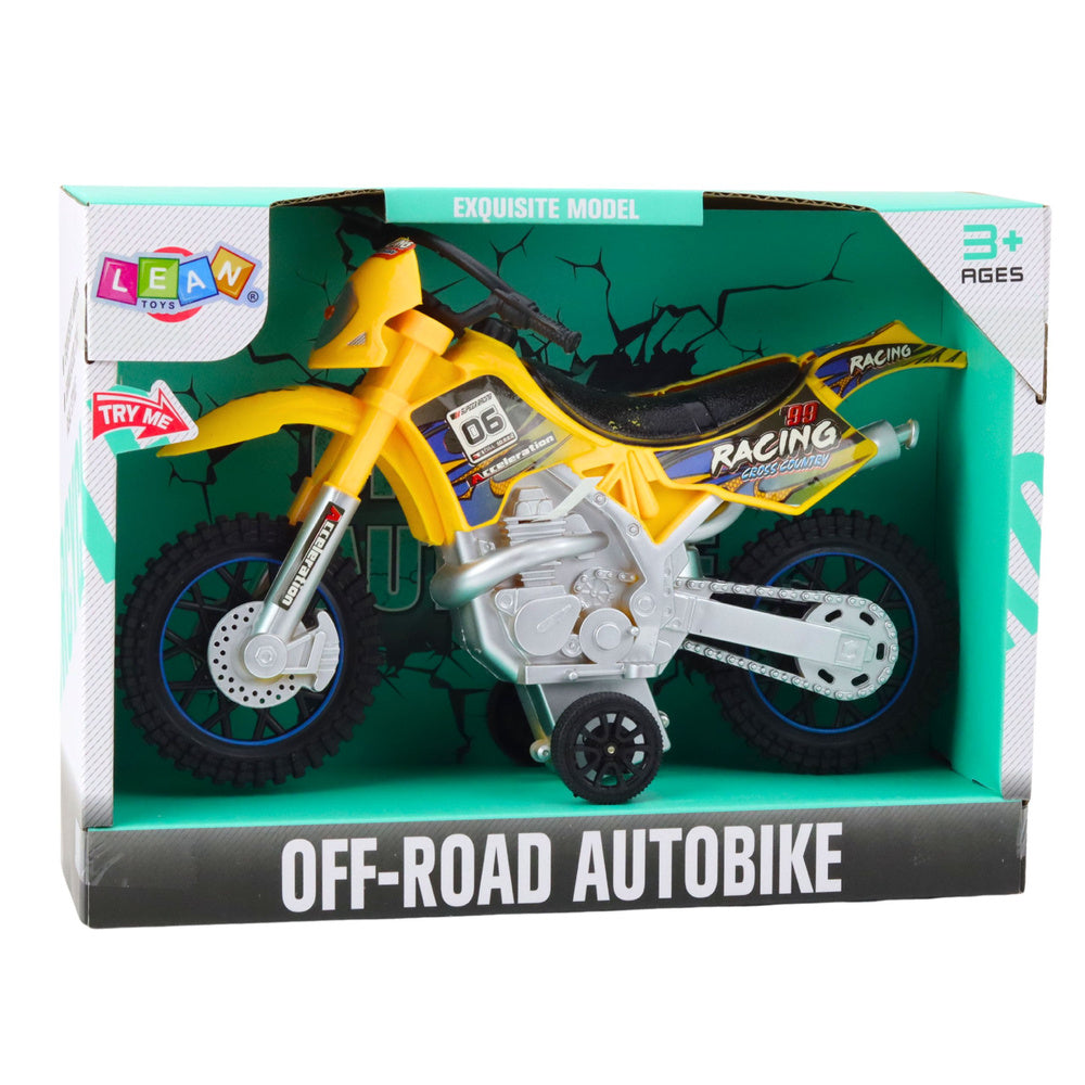 Crossová motorka se světly a zvuky – žlutá