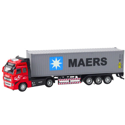 Nákladní auto s kontejnerem a zpětným natahováním – šedočervené
