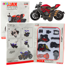 Motocykl k sestavení 1:14 DIY – černočervený kovový model