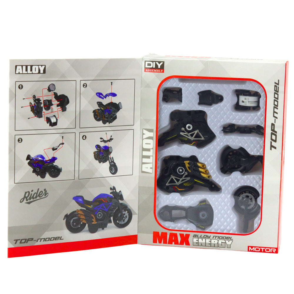 Motorka k sestavení 1:14 DIY – kovový model černá se zlatými prvky