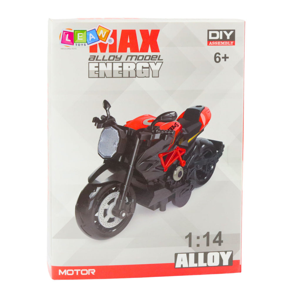 Motorka k sestavení 1:14 DIY – kovový model černá se zlatými prvky
