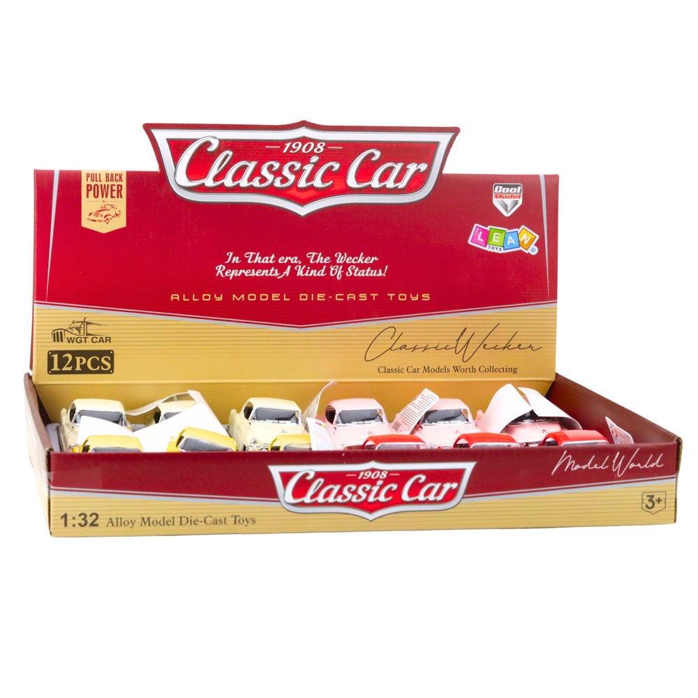 Klasické auto z 50. let s natahovacím pohonem a otevíracími dveřmi 1:32