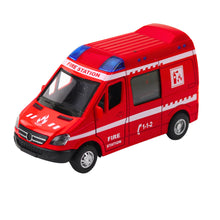 Hasičské auto kovové s pull-back motorem, světly a zvuky 1:32 – červené