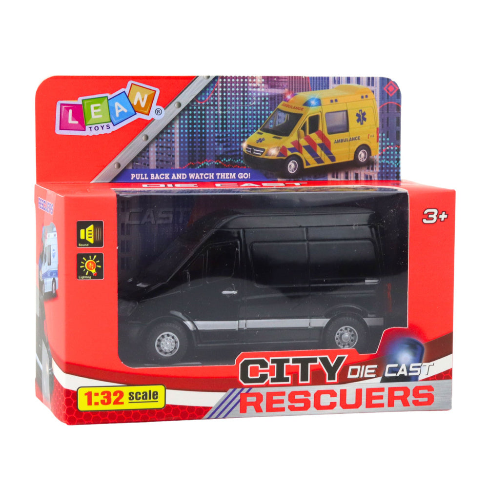 Kovové dodávkové auto s efekty – černé