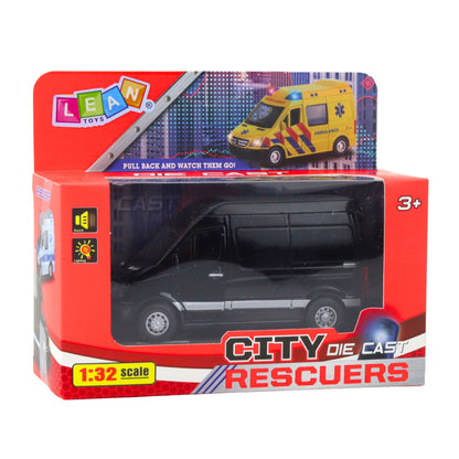 Kovové dodávkové auto s efekty – černé