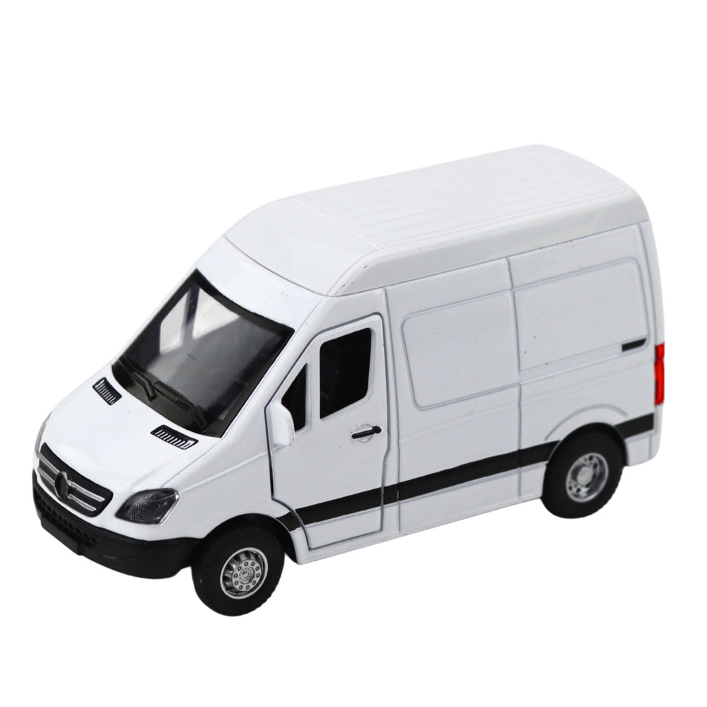 Kovové dodávkové auto s pull-back motorem a světly – bílé 1:32