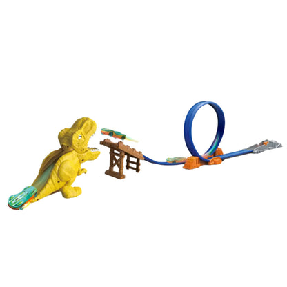 Autodráha s katapultem a dinosaurem – Car Track Catapult Launcher